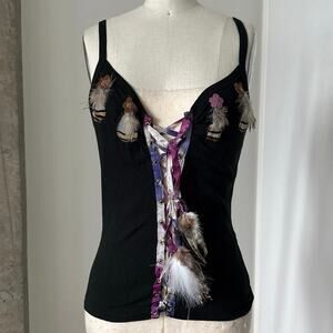 Anna Sui Feather Tank Top SZ M